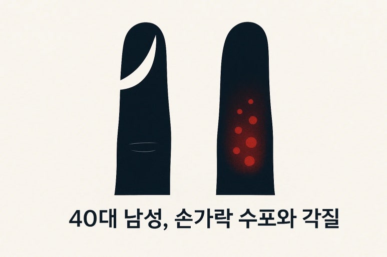 손가락 수포와 껍질, 각피증일까 한포진일까?